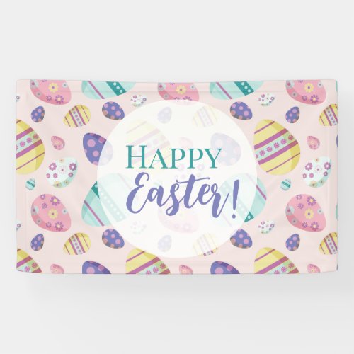 Happy Easter Egg Hunt Pattern Colorful pastel  Banner