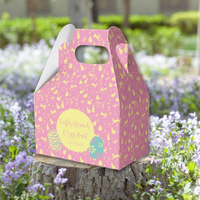 Happy Easter egg hunt pink hand draw Favor Boxes (Happy Easter egg hunt pink hand draw Favor Boxes
)