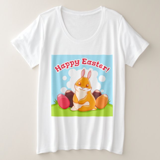 Happy Easter Egg Hunt Plus Size T-Shirt (Design Front)