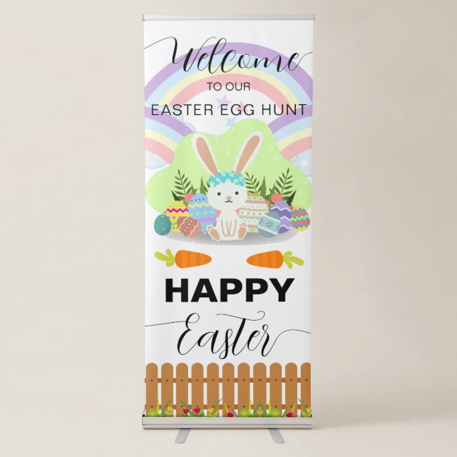 Happy Easter Egg Hunt Welcome Retractable Banner (Front)