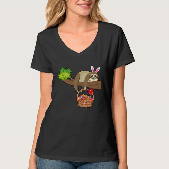 Happy Easter Egg Hunt With Sloth T-Shirt (Front)