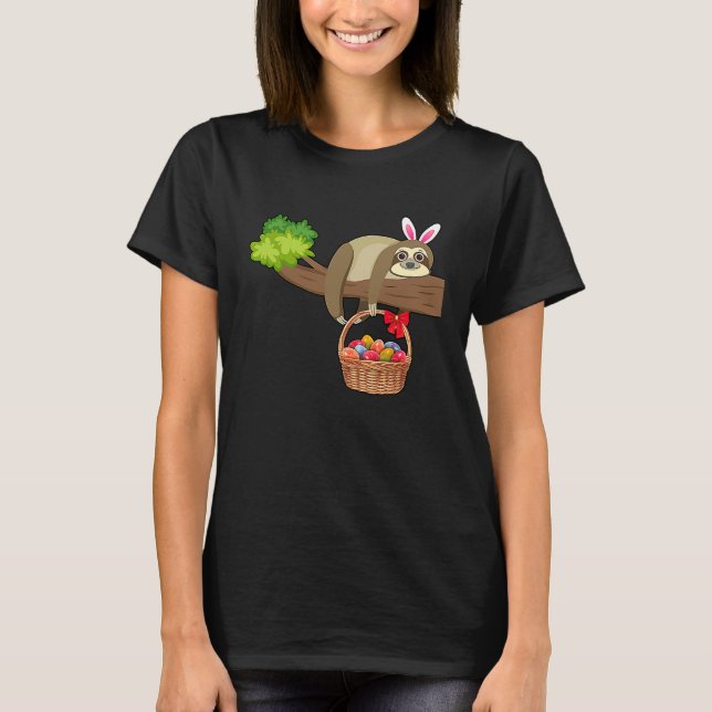 Happy Easter Egg Hunt With Sloth T-Shirt (Front)
