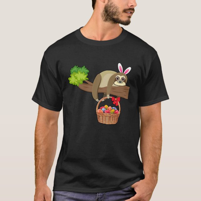 Happy Easter Egg Hunt With Sloth T-Shirt (Front)