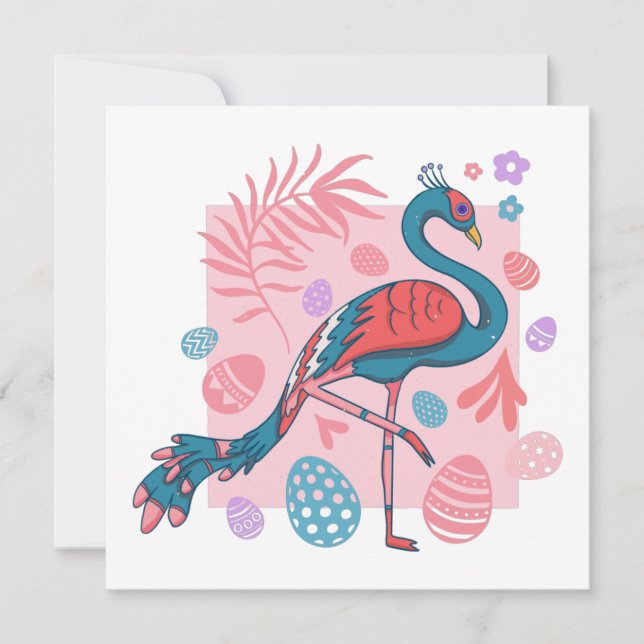 happy Easter Egg peacock retro Invitation (Front)