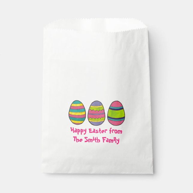 Happy Easter Egg Personalized Baked By Treat Favor Bag (Front)