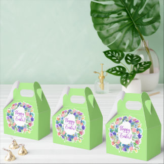 Happy Easter Egg Shaped Floral Wreath Favor Boxes