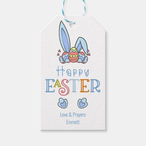 Happy Easter Eggs and Bunny Rabbit Ears Cute Gift Tags