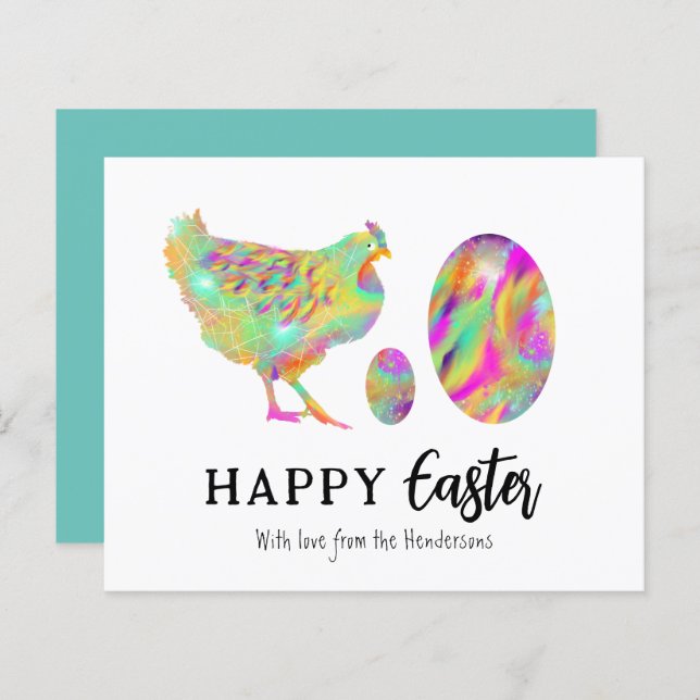 Happy Easter eggs and chicken watercolor budget (Front/Back)