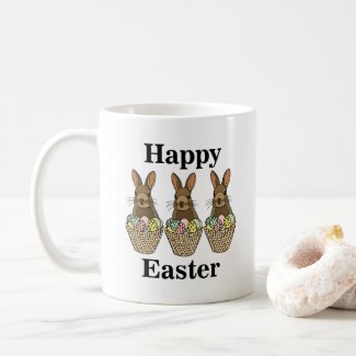 Happy Easter Eggs Basket Bunny Happy Easter