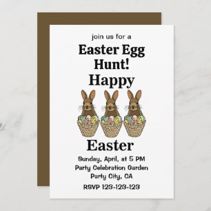 Happy Easter Eggs Basket Bunny Happy Easter Invitation