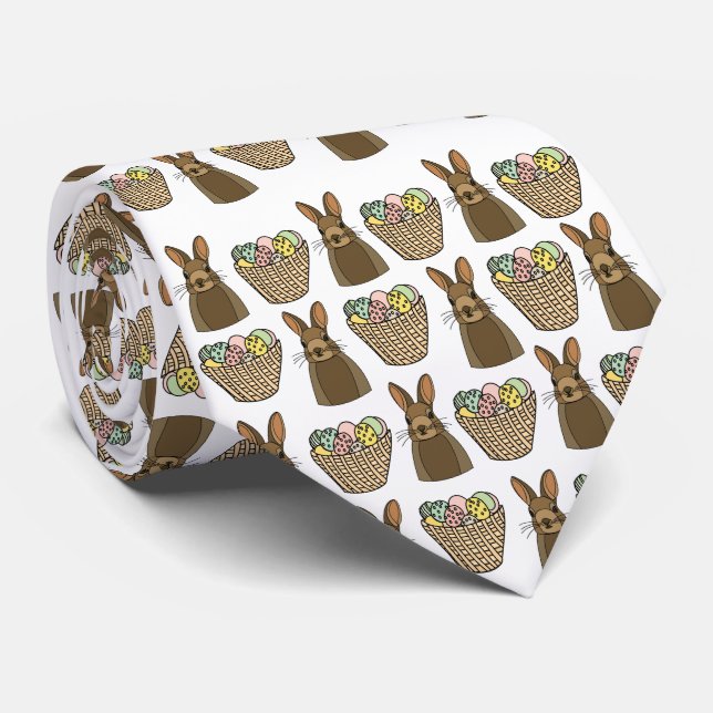 Happy Easter Eggs Basket Bunny Happy Easter  Neck Tie (Rolled)