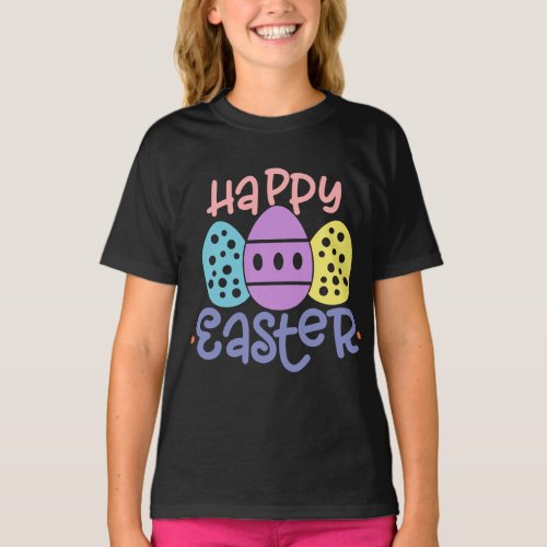 happy easter eggs bunny bunny design funny kid T_Shirt