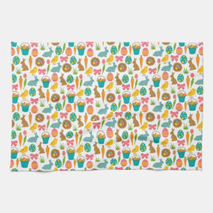 Happy Easter Eggs Bunny Chicks Patten Kitchen Towel