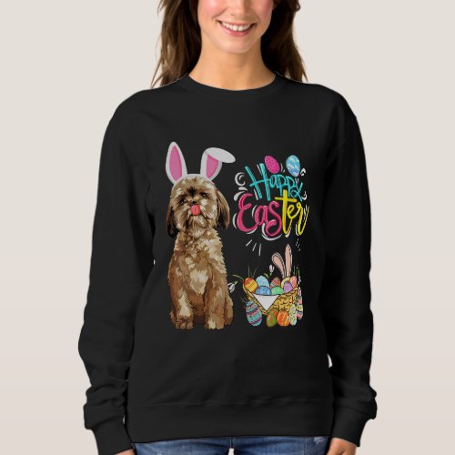 Happy Easter Eggs Bunny Dog Shihtzu Boys Girls Sweatshirt
