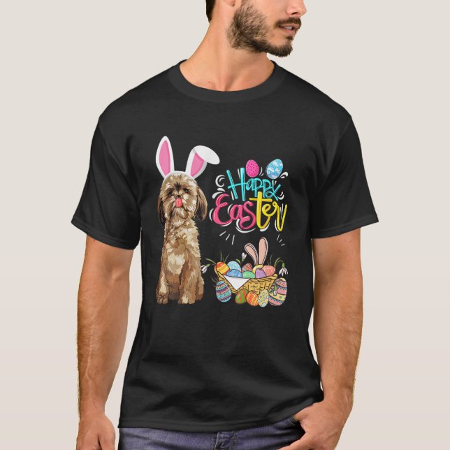Happy Easter Eggs Bunny Dog Shihtzu Boys Girls T-Shirt (Front)