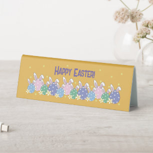  Happy Easter Eggs & Bunny Ears - Orange Table Tent