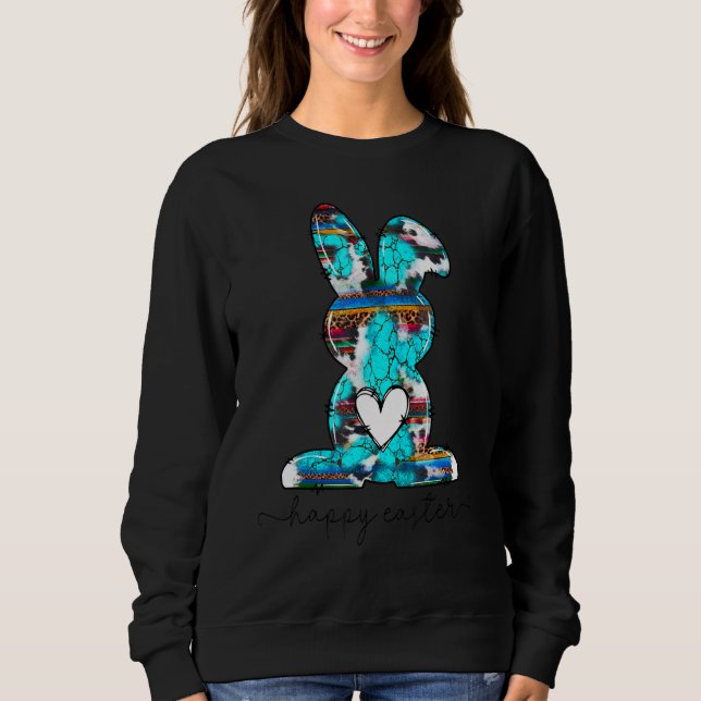 Happy Easter Eggs Bunny Western Country Leopard Co Sweatshirt (Front)