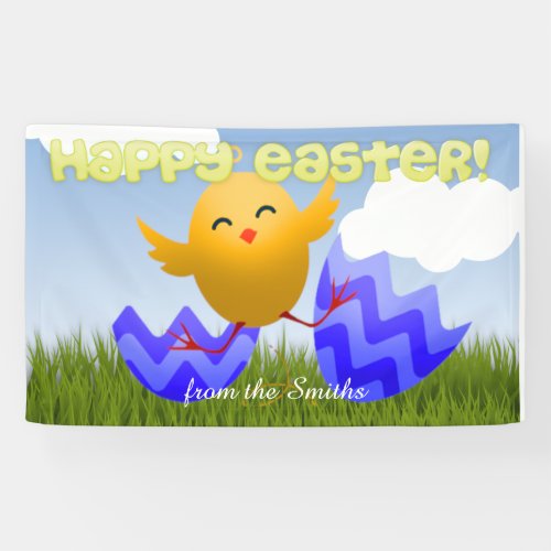 Happy Easter Eggs  Chick Banner