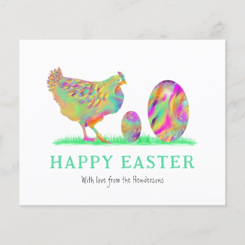 Happy Easter eggs chicken watercolor budget