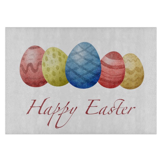 Happy Easter Eggs Cutting Board – Festive Spring  (Front)