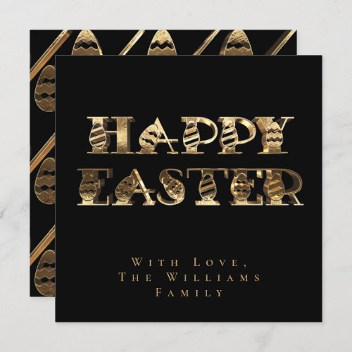 Happy Easter Eggs Elegant Black and Gold Easter Holiday Card