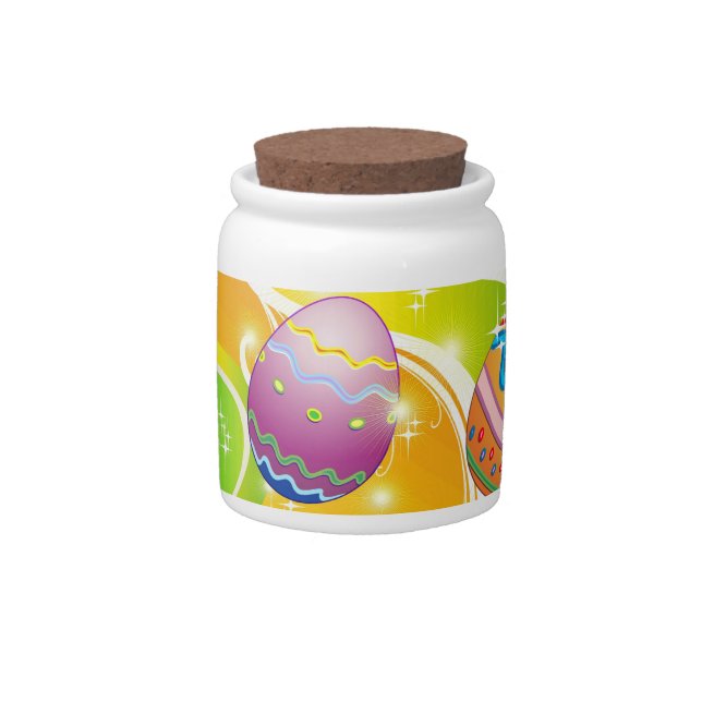 Happy Easter Eggs Festive Pattern Candy Jar (Front)