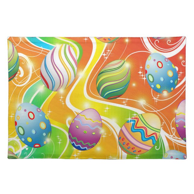 Happy Easter Eggs Festive Pattern Cloth Placemat (Front)
