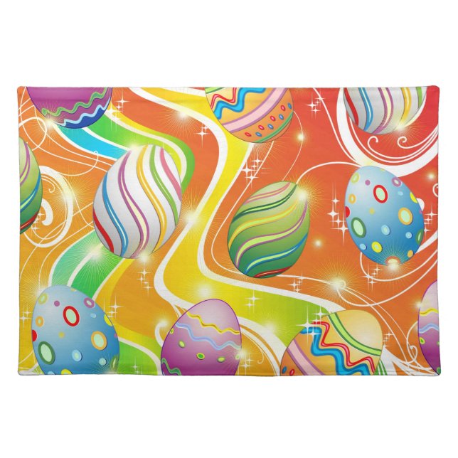 Happy Easter Eggs Festive Pattern Cloth Placemat (Front)