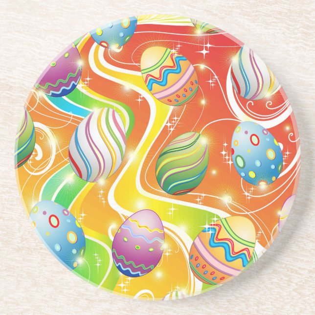 Happy Easter Eggs Festive Pattern Drink Coaster (Front)