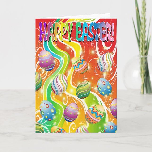 Happy Easter Eggs Festive Pattern Holiday Card (Front)