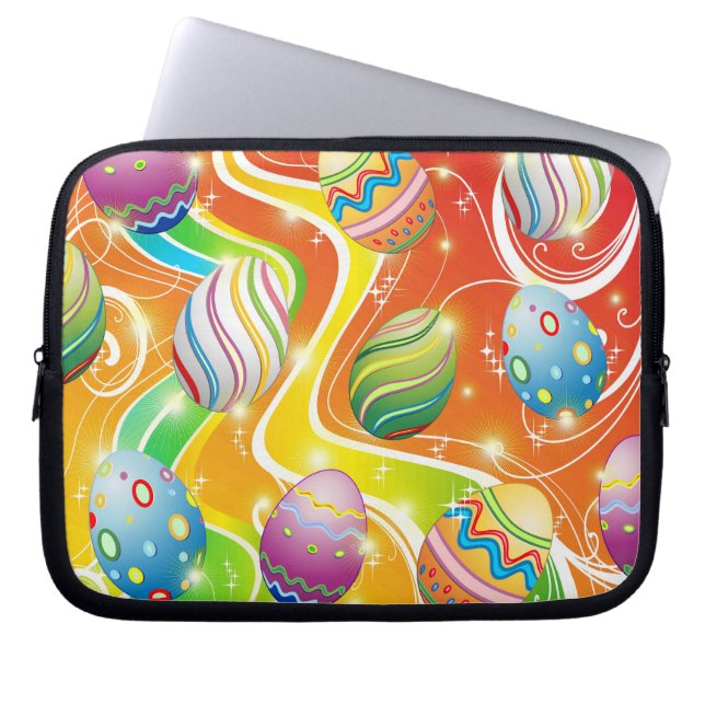 Happy Easter Eggs Festive Pattern Laptop Sleeve (Front)