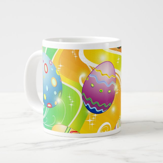 Happy Easter Eggs Festive Pattern Large Coffee Mug (Front Left)