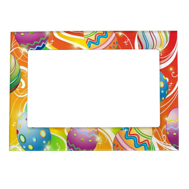 Happy Easter Eggs Festive Pattern Magnetic Frame (Front)