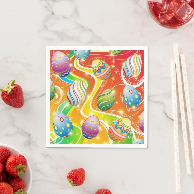 Happy Easter Eggs Festive Pattern Napkins (Insitu)