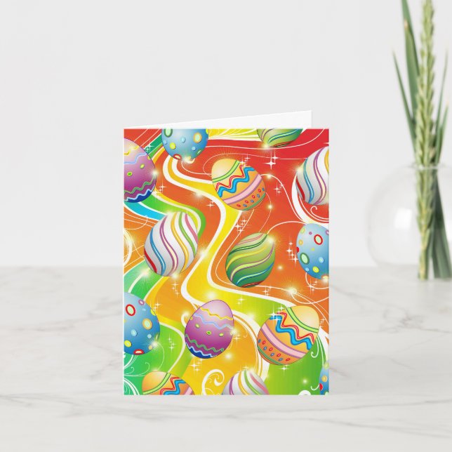 Happy Easter Eggs Festive Pattern Note Card (Front)