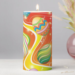 Happy Easter Eggs Festive Pattern Pillar Candle