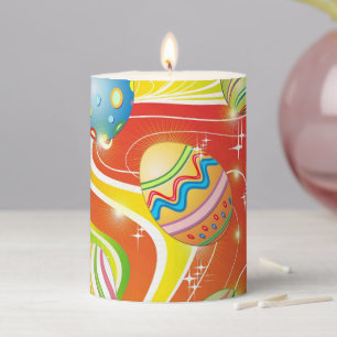 Happy Easter Eggs Festive Pattern Pillar Candle