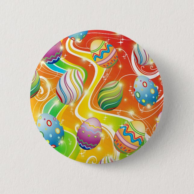 Happy Easter Eggs Festive Pattern Pinback Button (Front)