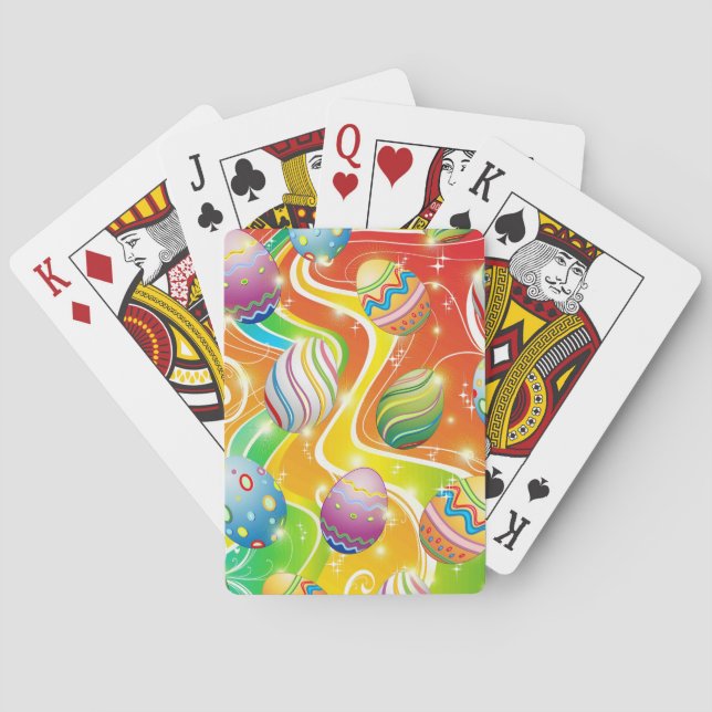 Happy Easter Eggs Festive Pattern Poker Cards (Back)
