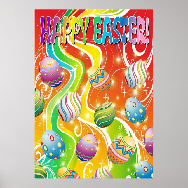 Happy Easter Eggs Festive Pattern Poster (Front)