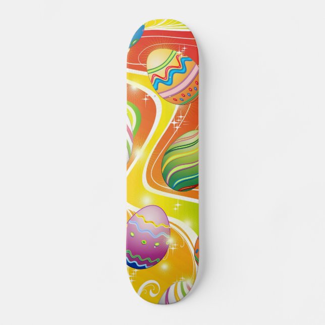 Happy Easter Eggs Festive Pattern Skateboard (Front)