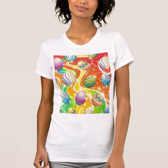 Happy Easter Eggs Festive Pattern T-Shirt (Front)