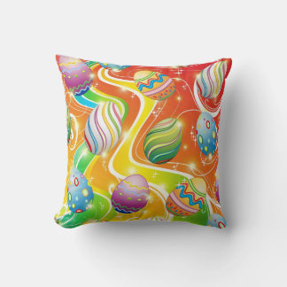 Happy Easter Eggs Festive Pattern Throw Pillow