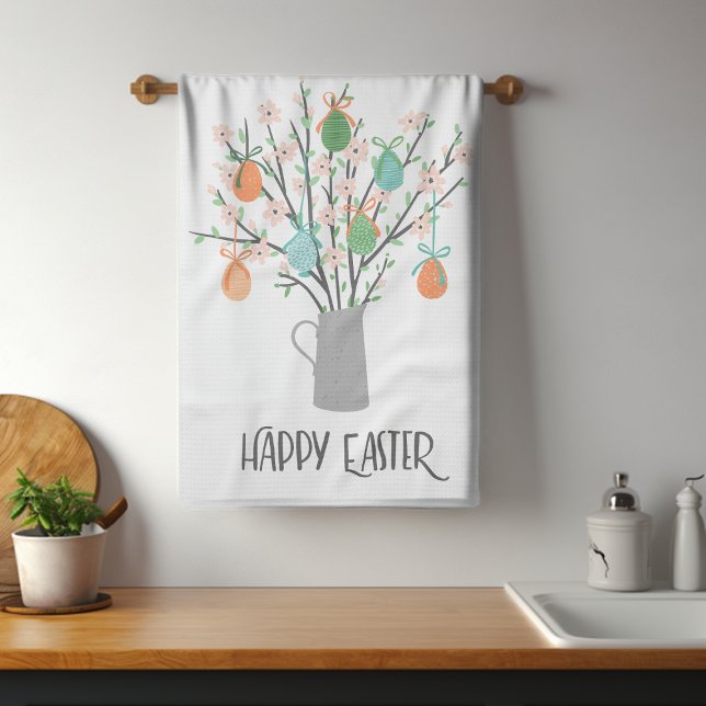 Happy Easter Eggs Floral Trees | Holidays Kitchen Towel (Creator Uploaded)