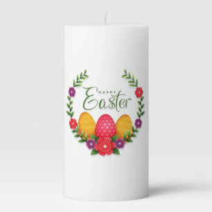 Happy Easter Eggs Flowers-23798 Pillar Candle