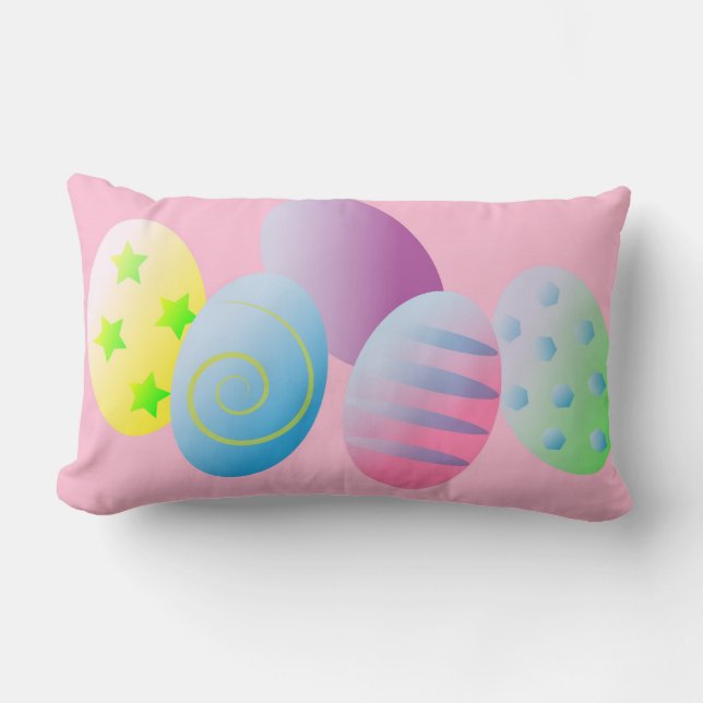 Happy Easter Eggs Lumbar Pillow (Front)