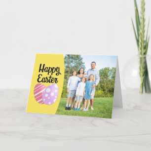 Happy Easter Eggs on Yellow Photo Frame  Holiday Card