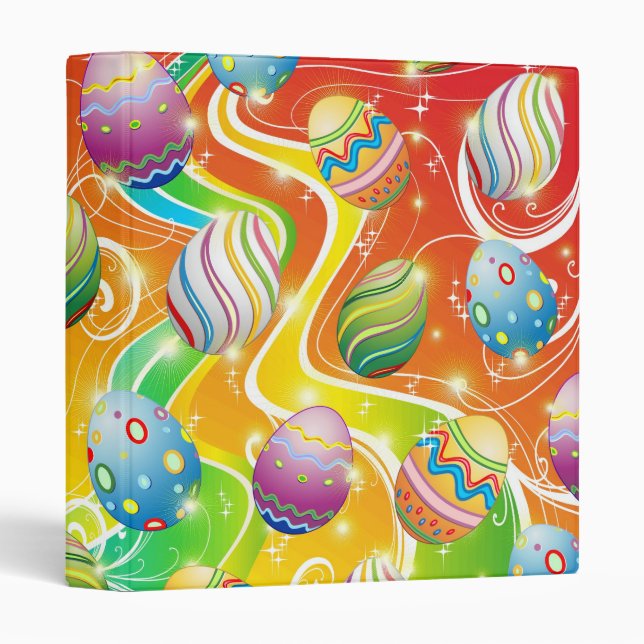 Happy Easter Eggs Ornamental Design 3 Ring Binder (Front/Spine)