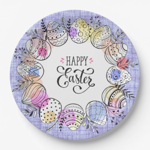 Happy Easter Eggs Paper Plate