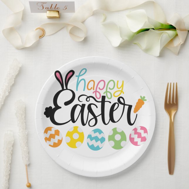 Happy Easter Eggs Paper Plates (Wedding)